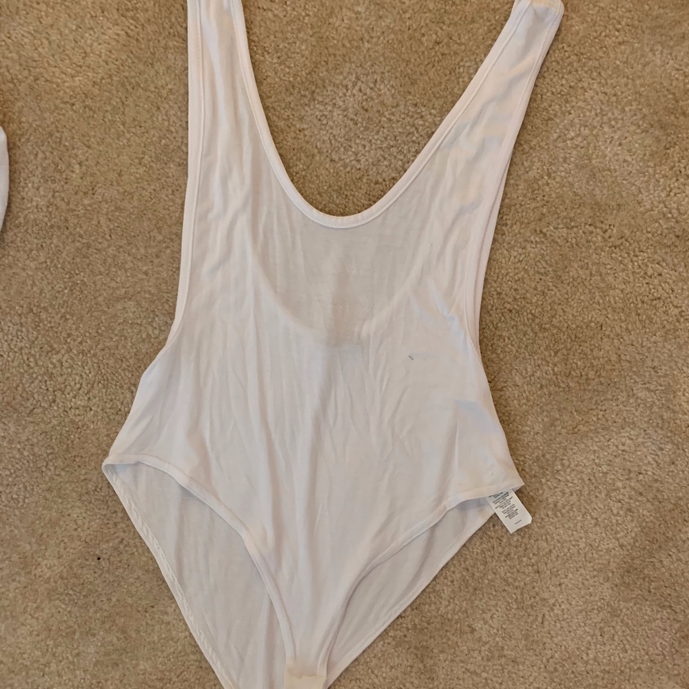 White Low Cut Body Suit